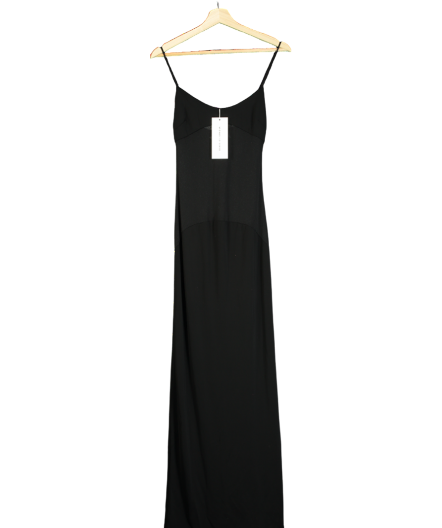 Michael Lo Sordo Black Exposed Mesh Maxi Dress UK 6
