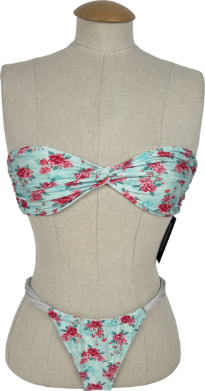 Bright Paradise Blue Rose Bikini Set UK S/M