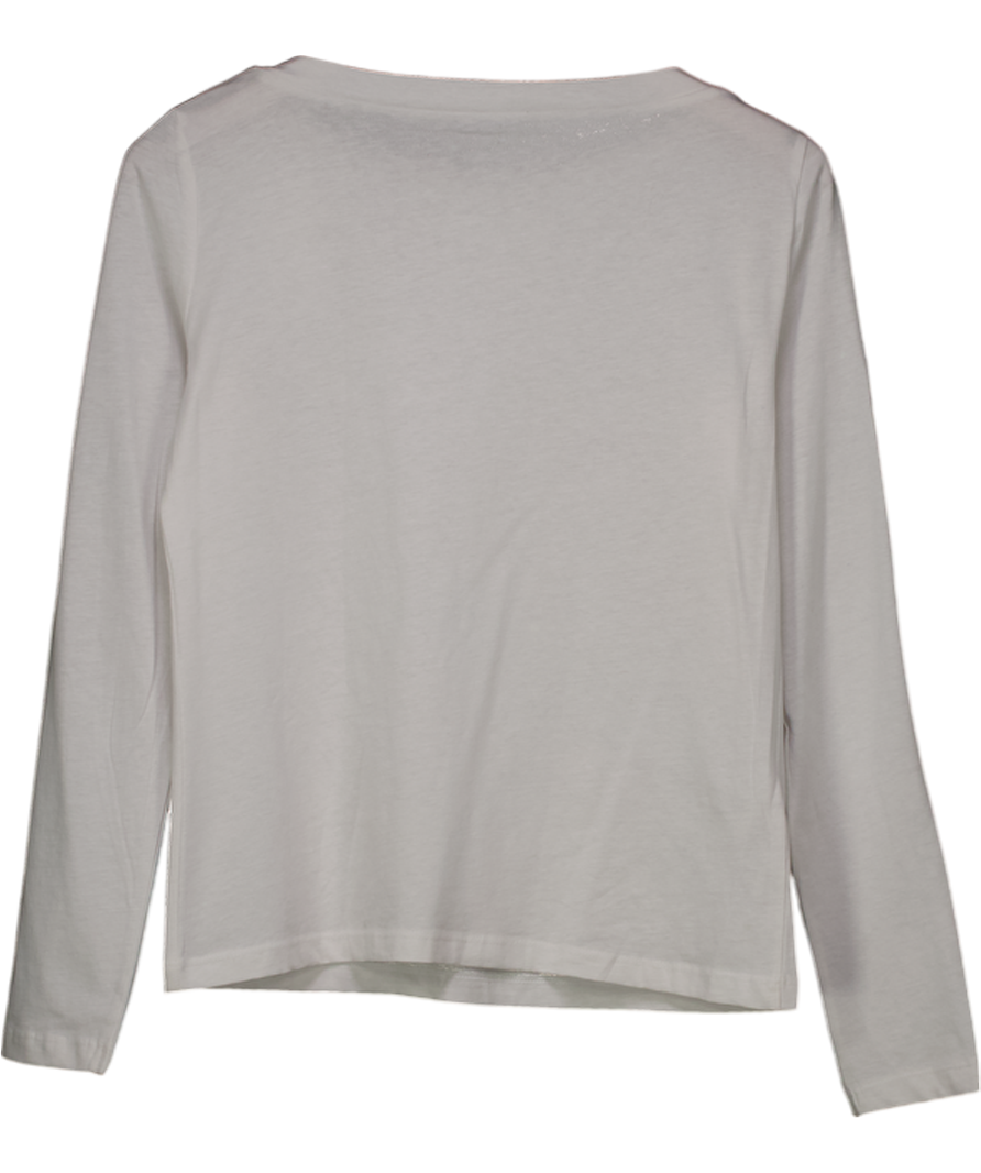 MANGO White Long Sleeve Boat Neck Top UK S