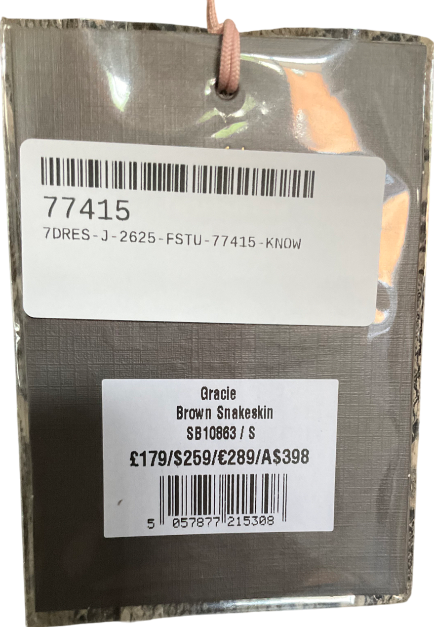 House of CB Brown Gracie Snakeskin Print Vegan Leather Midi Dress UK S