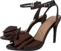 New Look Brown Satin Bow Front Stiletto Sandals UK 4 EU 37 👠