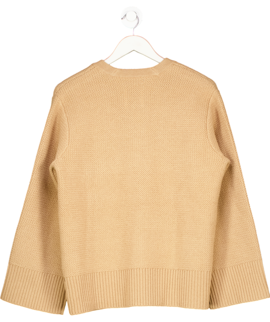 SANDRO PARIS Camel Oversized Wool Cardigan with gold buttons & braid detailing Sz1 UK 8