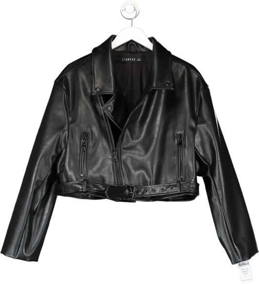 Lioness Black Leather Look Moto Jacket UK M