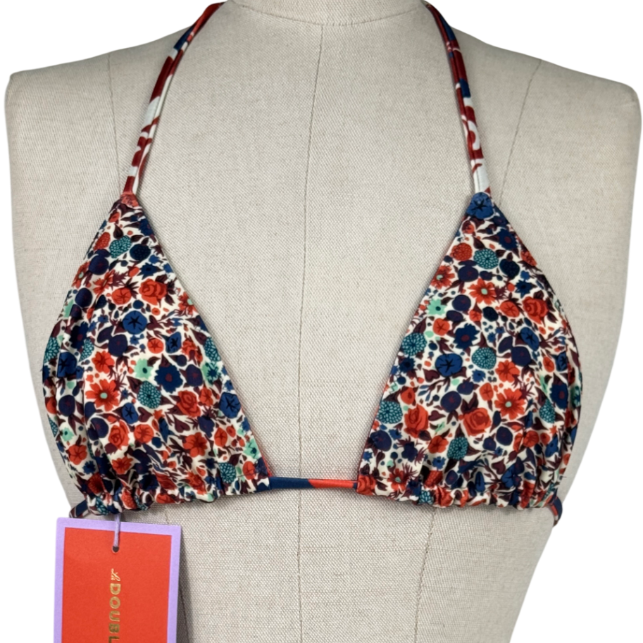 LA DOUBLEJ Multicoloured Moonflower Reversible Bikini Top UK M