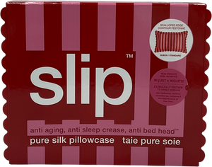 Slip Red Pure Silk Queen Pillowcase With Scalloped Edge One Size