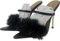 Ego Black Feather Strappy Heels UK 5 EU 38 👠