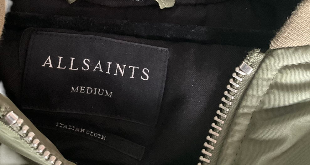 All Saints Green Roomer Asymmetric Zip Up Bomber Jacket UK M