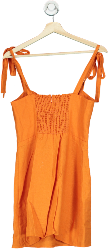 Reformation Orange Linen Mini Dress UK 4