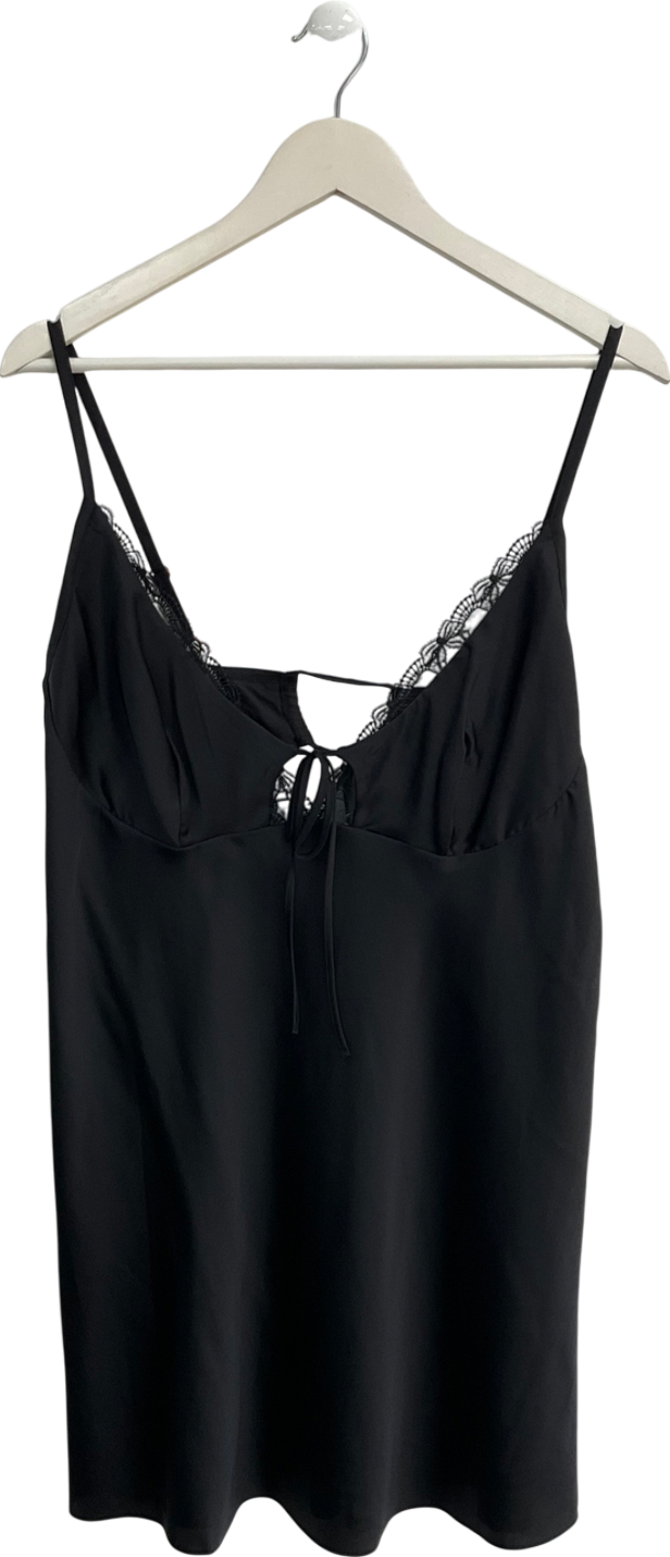 Lounge Underwear Black Satin Slip Dress UK XXL