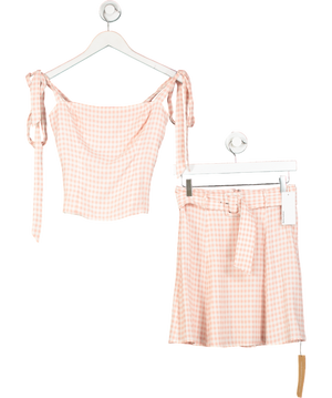 Reformation Pink Gingham Top And Skirt UK S