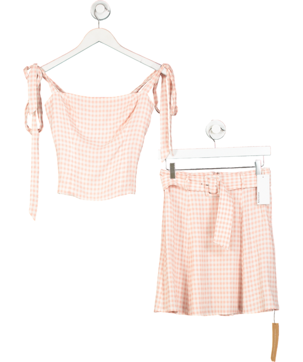 Reformation Pink Gingham Top And Skirt UK S