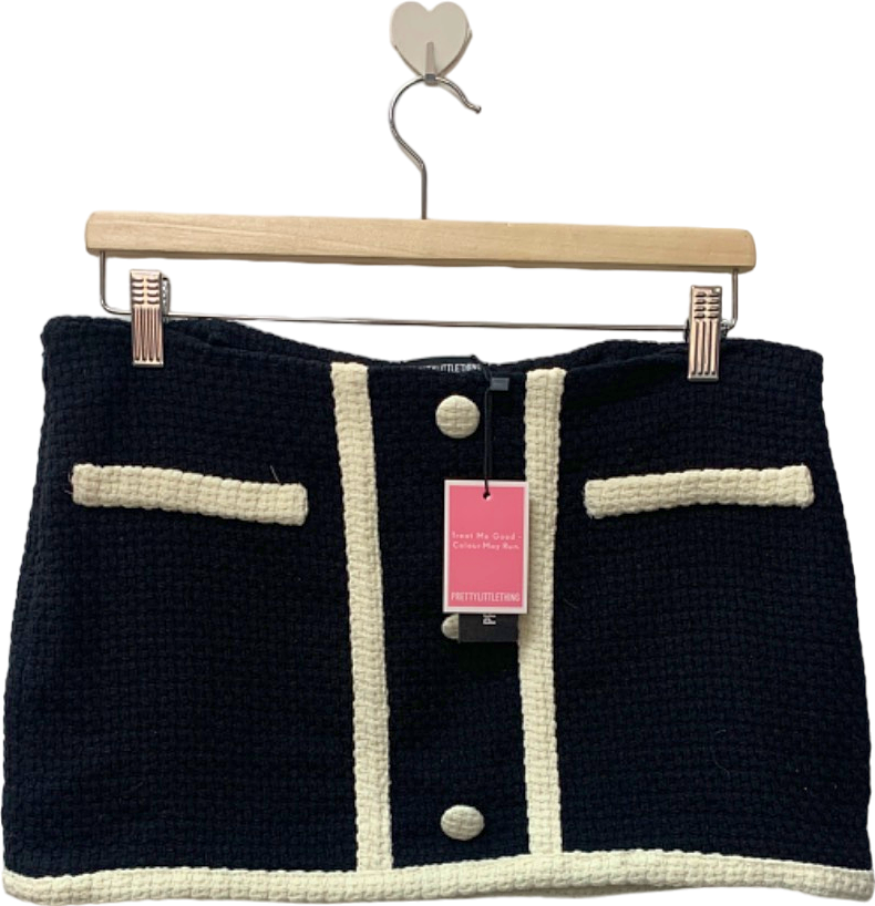 PrettyLittleThing Black Textured Mini Skirt UK 10