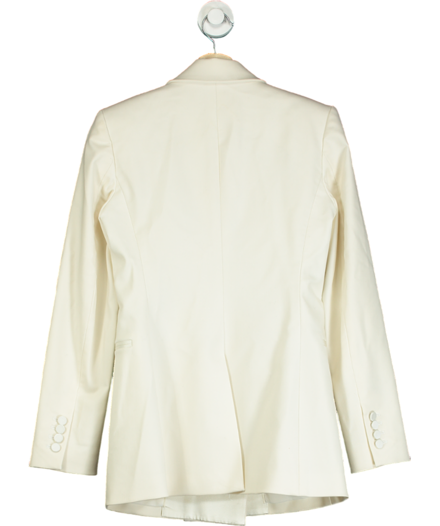 Theory Cream Satin Lapel Double-breasted Blazer UK 8