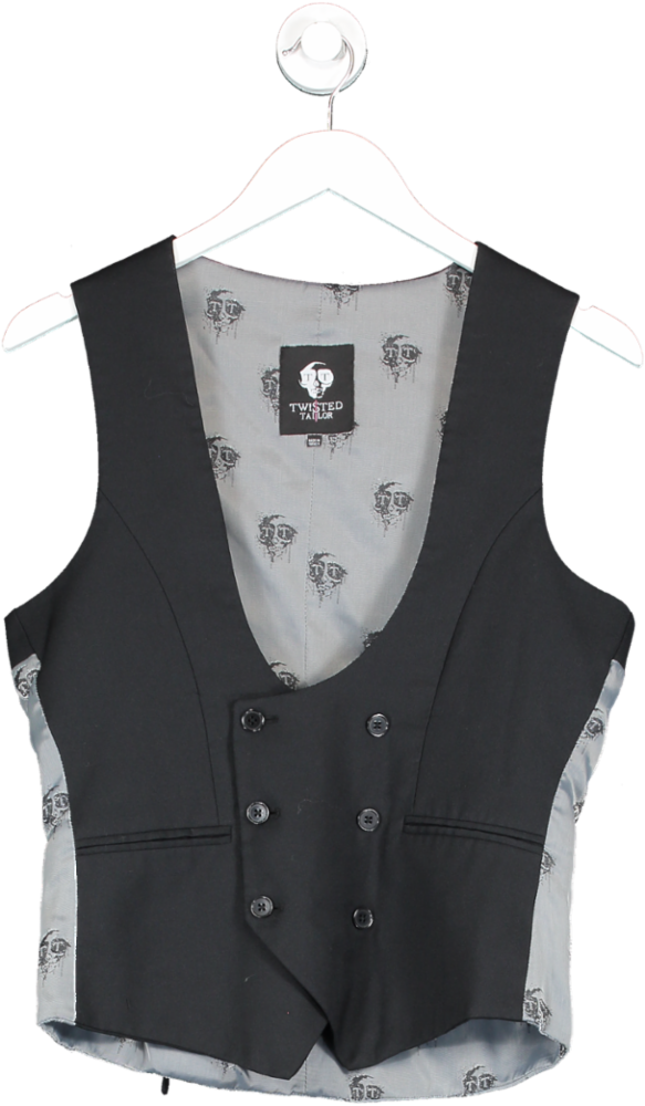 Twisted Tailor Black Skinny Fit Dinner Waistcoat UK 36" CHEST