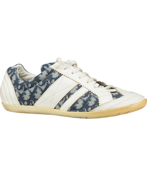 Dior Blue Vintage White Leather /blue Diorissimo Pattern Trainers UK 7 EU 40