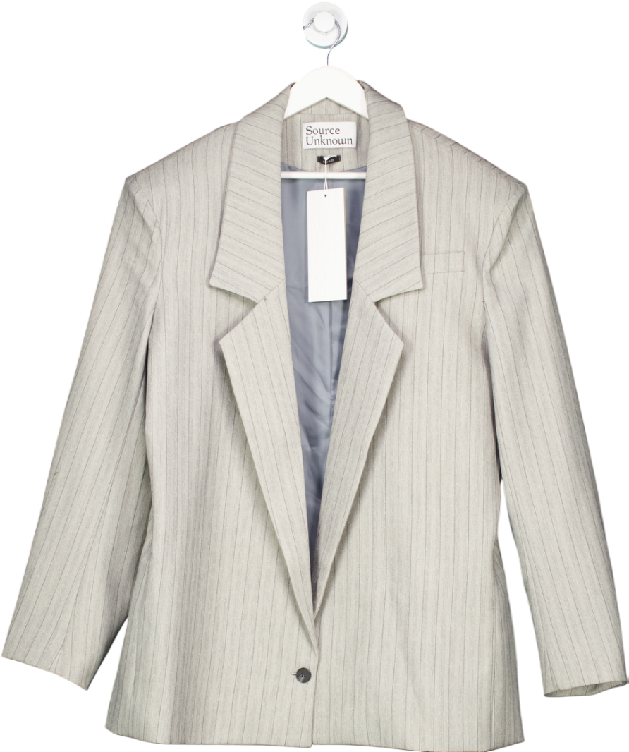 Source Unknown Dea Long Notched Lapel Blazer, Grey Birch Striped One Size
