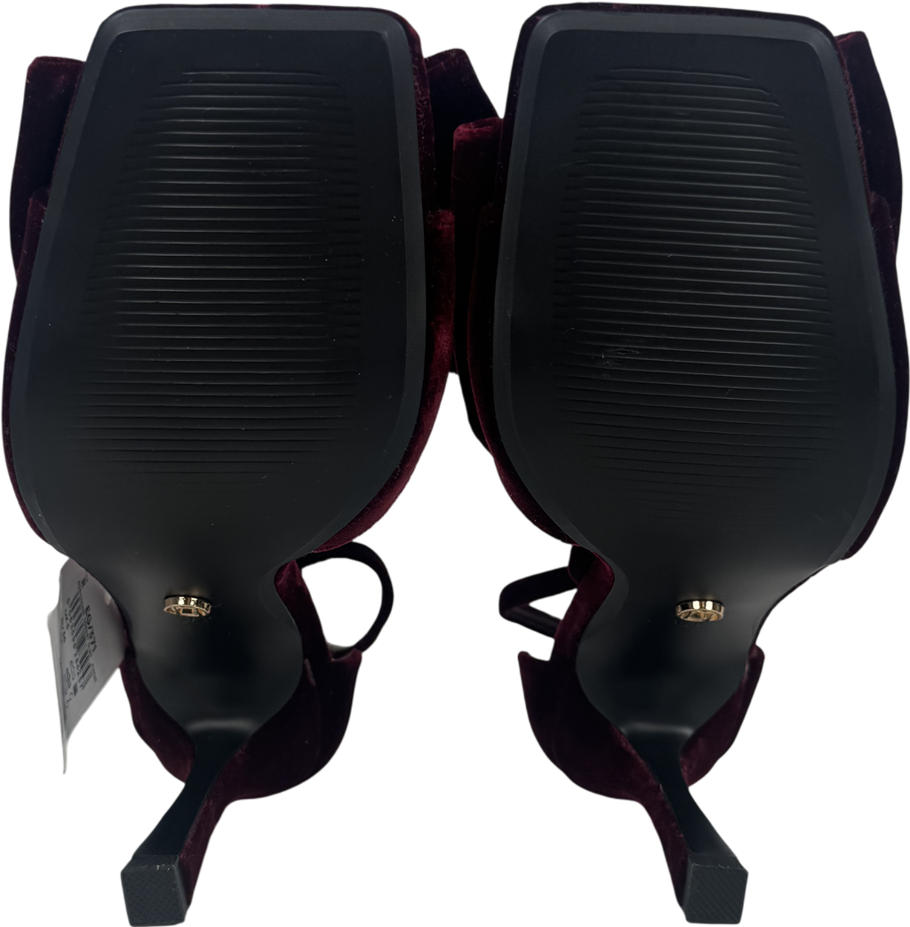 Next Red Velvet Bow Tbar Party Heeled Sandals UK 3 EU 36 👠