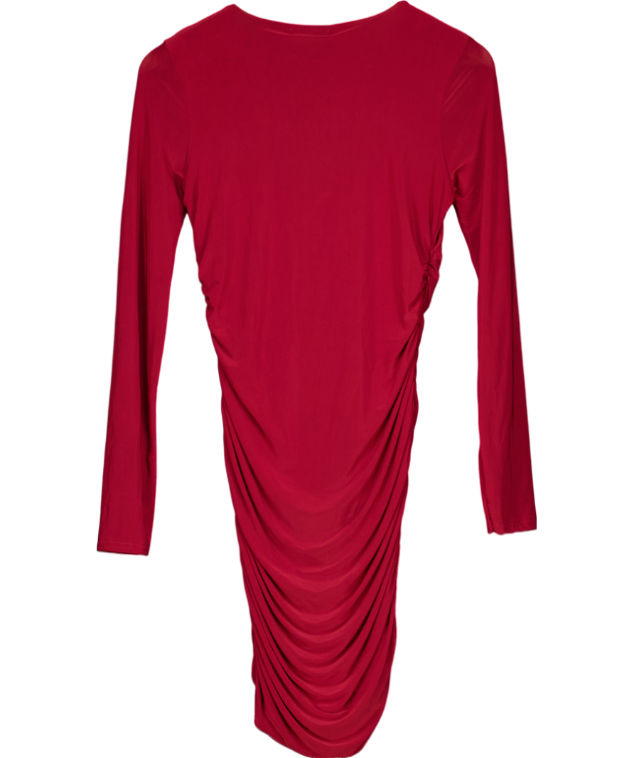 Pink Vanilla Red Long Sleeve Ruched Dress UK 10