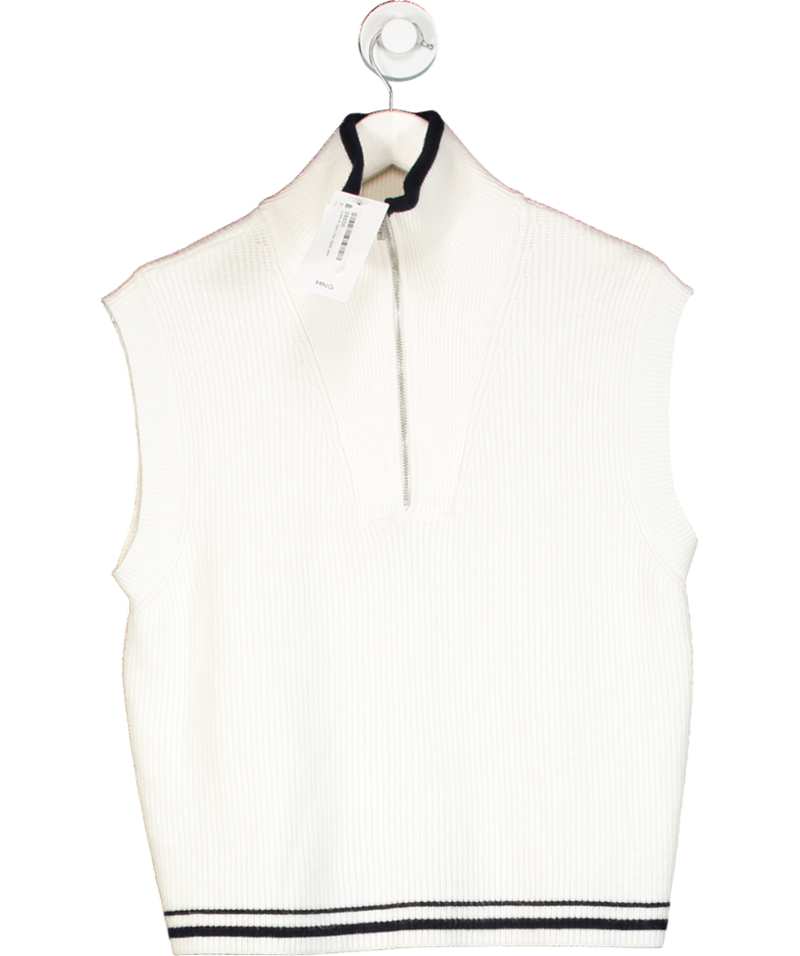 MANGO Cream Knitted Gilet With Zip UK M