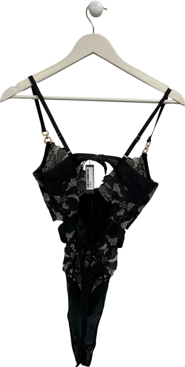 Ann Summers Black Dark Side Crotchless Bodysuit UK S/M