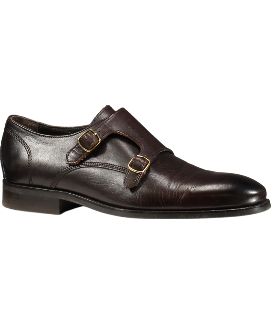 REISS Leather Double Monk Strap Shoes In Dark Brown UK 9 EU 43 👞