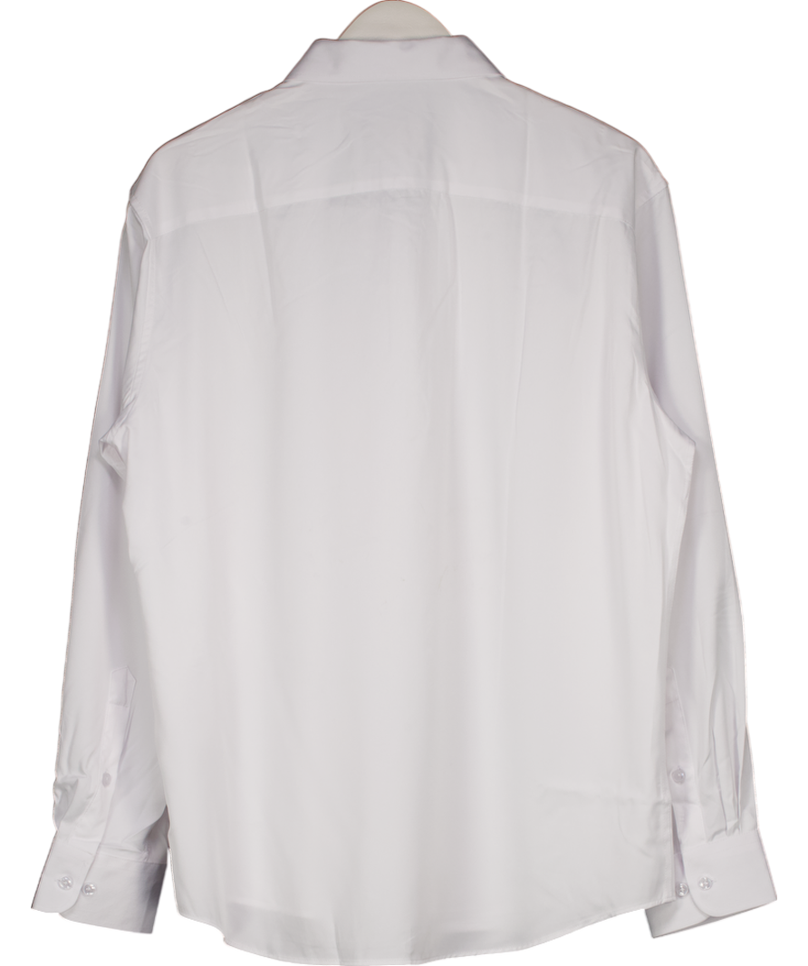 Flex White Formal Dress Shirt Long Sleeve Regular Fit UK S