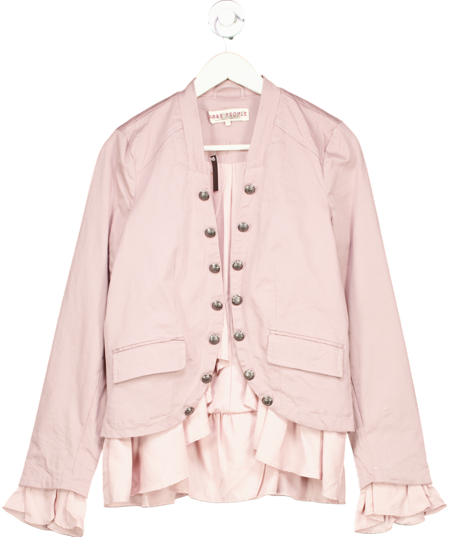 Free People Pink Romantic Ruffles Jacket UK S