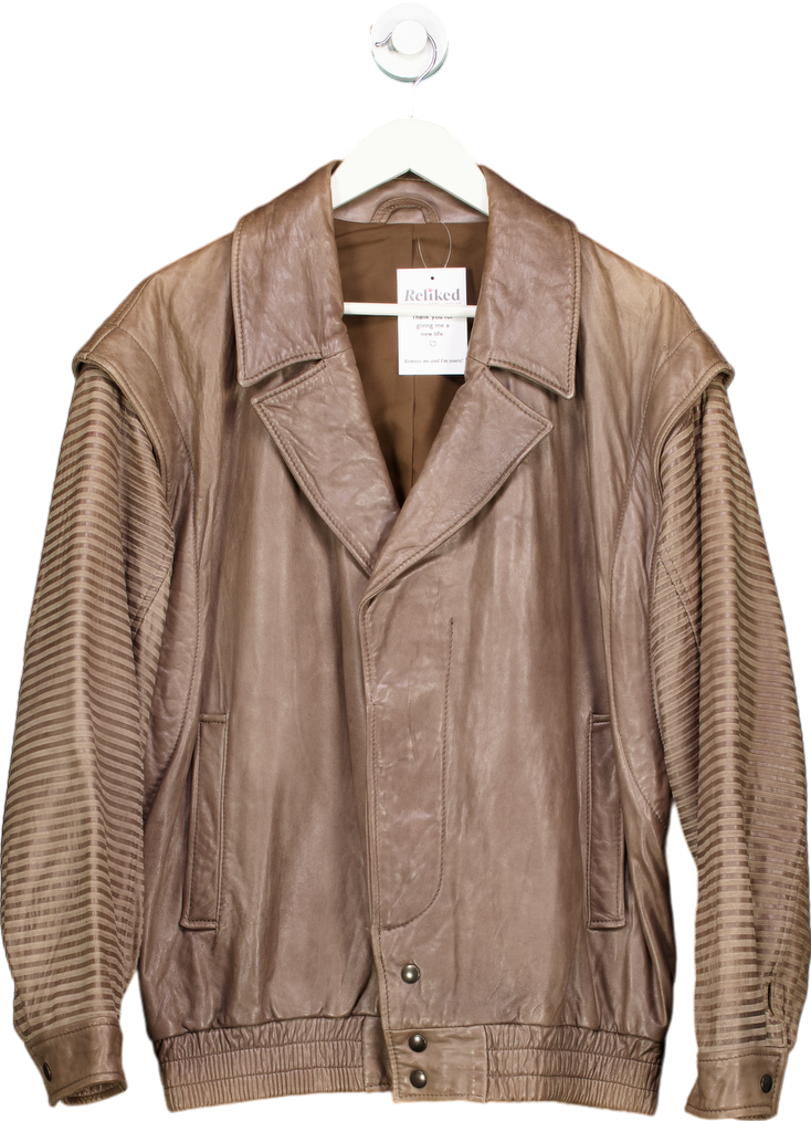 Ted Lapidus Brown Leather Bomber Jacket UK L