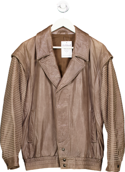 Ted Lapidus Brown Leather Bomber Jacket UK L