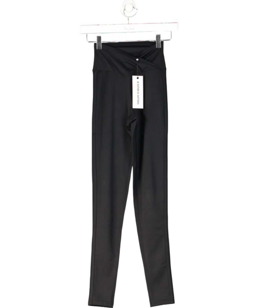 The Couture Club Black Sculpting Stretch Crossover Waistband Leggings UK 6