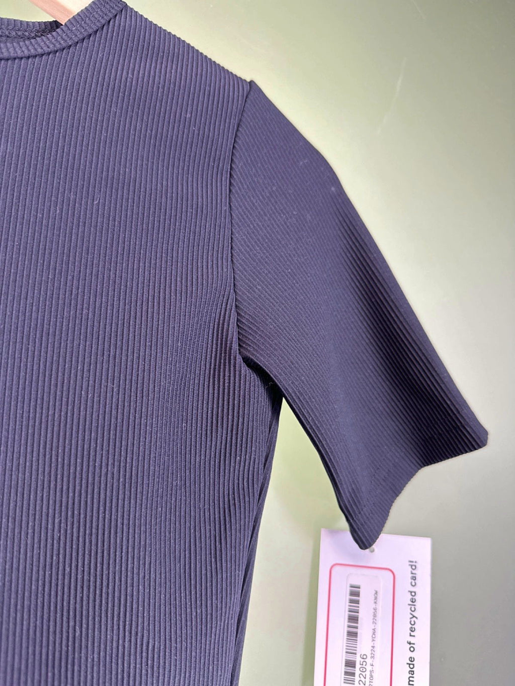 Almada Black Ribbed Crop Top UK S