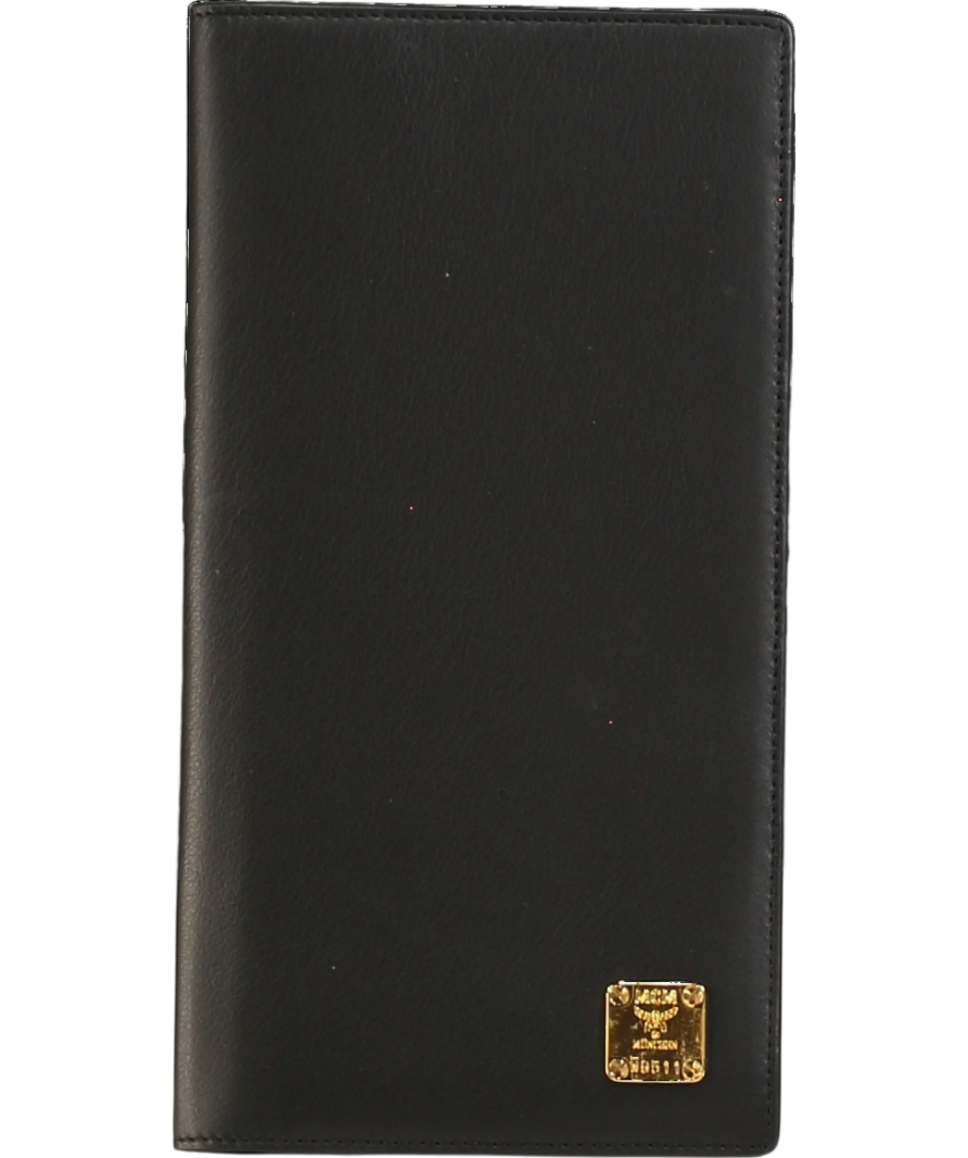 MCM Black Leather Travel Wallet One Size
