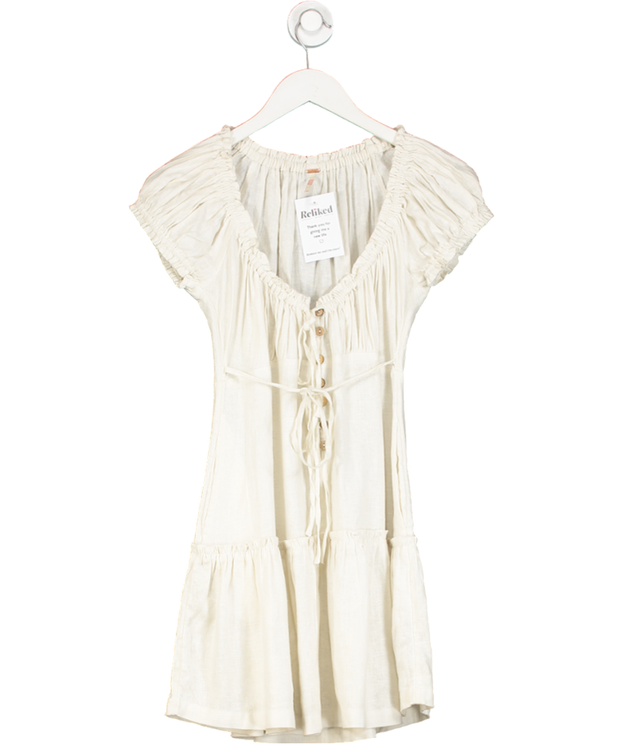 Free People Cream Linen Blend Mini Dress UK S