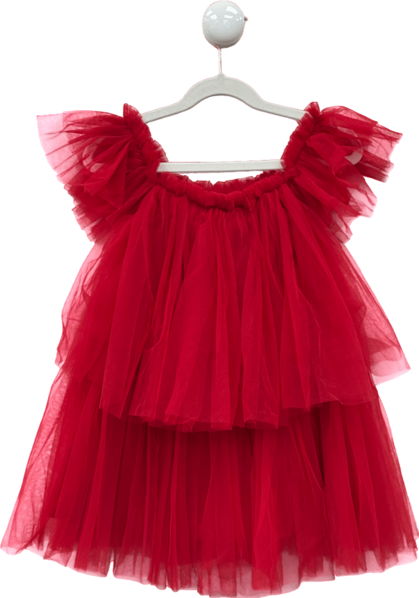 TUTU DU MONDE Red Tulle Layered Party Dress 6 - 7 Years