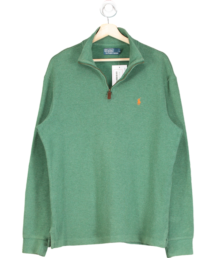 Polo Ralph Lauren Green Jersey Quarter-zip Pullover UK M