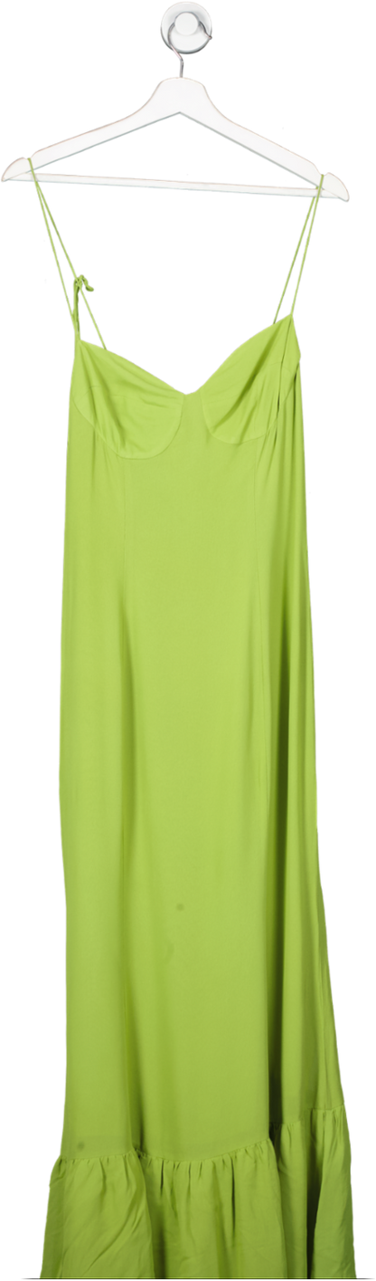 Reformation Green Fallon Tiered Strappy Maxi Dress UK 8