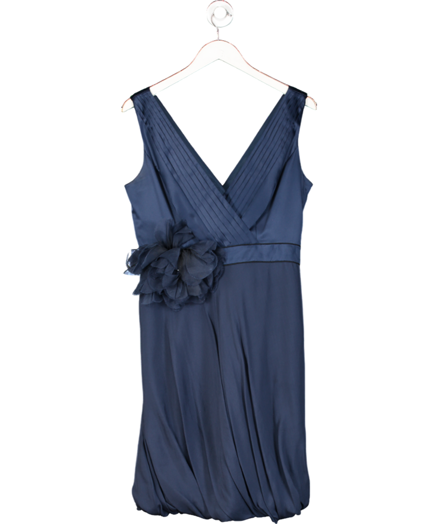 Coast Navy Blue Bubble Hem Mini Dress With Corsage UK 14