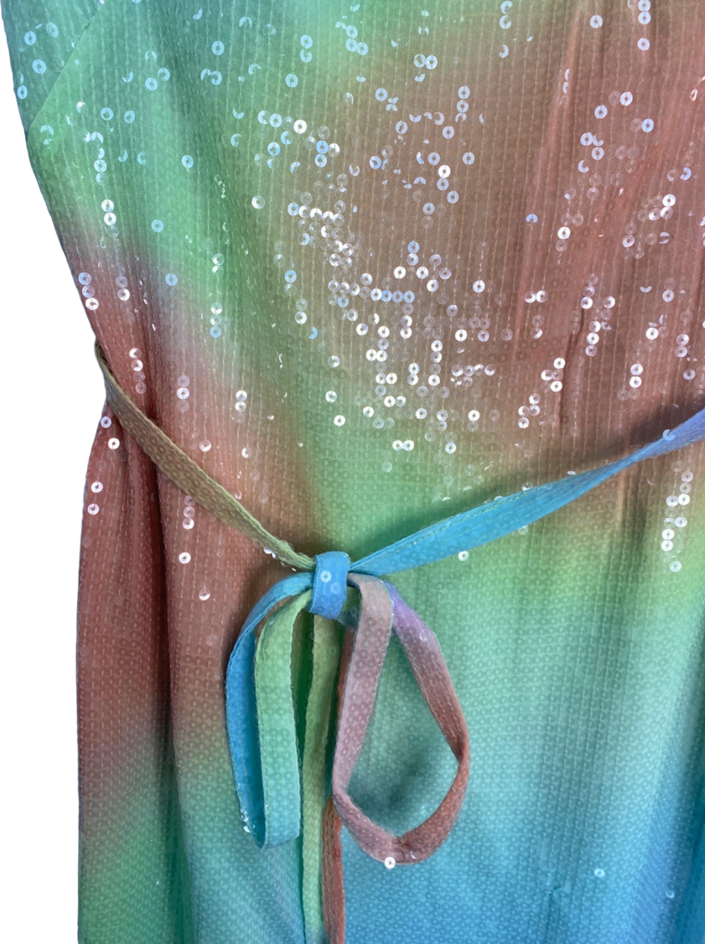 French Connection Blue Mist Multi Coloured Sequinned Midi Skirt UK 12