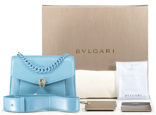BVLGARI Blue Serpenti Handbag With Wide Strap