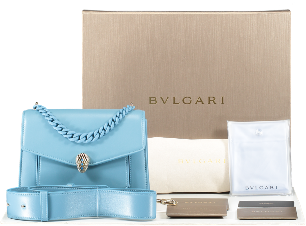 BVLGARI Blue Serpenti Handbag With Wide Strap