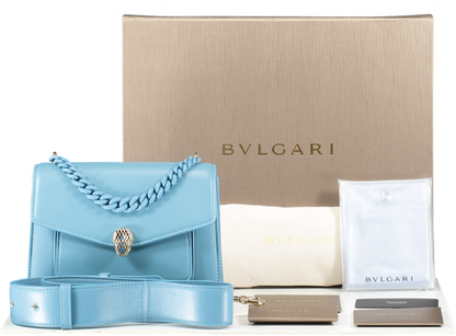 BVLGARI Blue Serpenti Handbag With Wide Strap