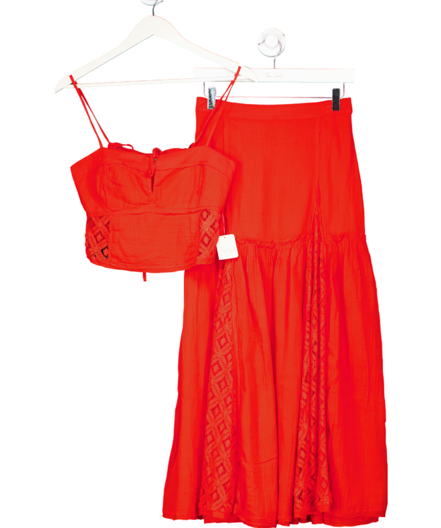 Free People Red Aimee Top And Skirt Co-ord UK XS