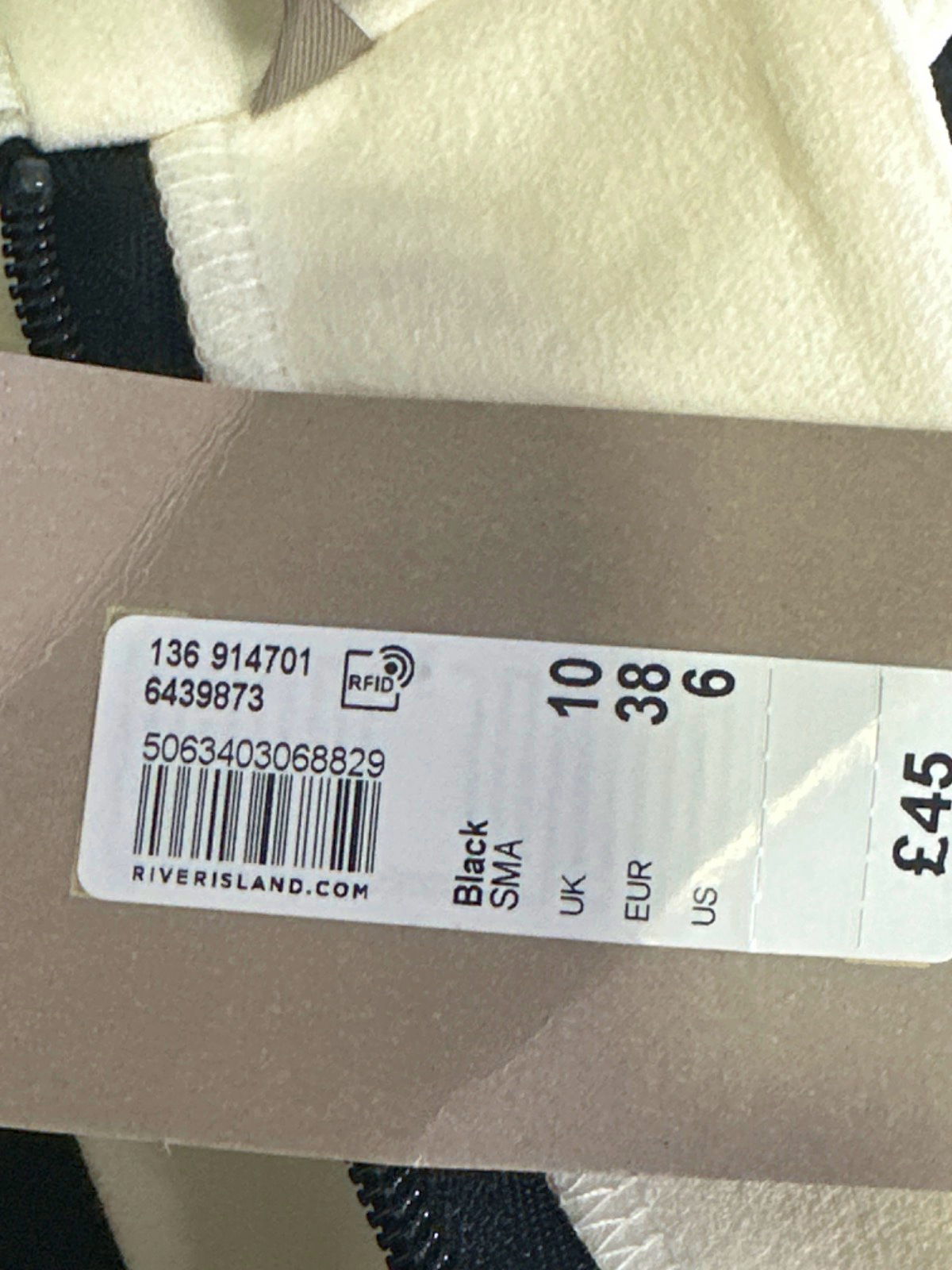 River Island Black/White Crepe Halter Neck Jumpsuit UK 10