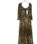 Monsoon Metallic Gold Sequin Long Sleeve Maxi Dress UK 12