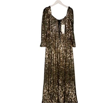 Monsoon Metallic Gold Sequin Long Sleeve Maxi Dress UK 12