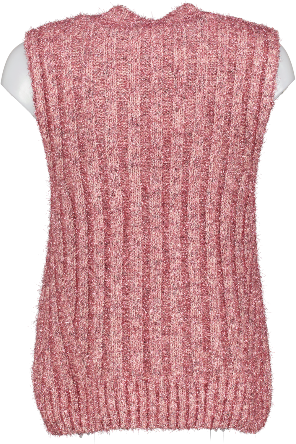 Ganni Antique Rose Pink Jewel Button Sleeveless Knit UK XL