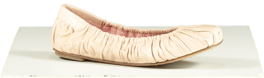 Pretty Ballerinas Pink Kristen Square Toe Hand Rouched Nude Leather Sacchetto Ballet Flat UK 5.5 EU 38.5 👠