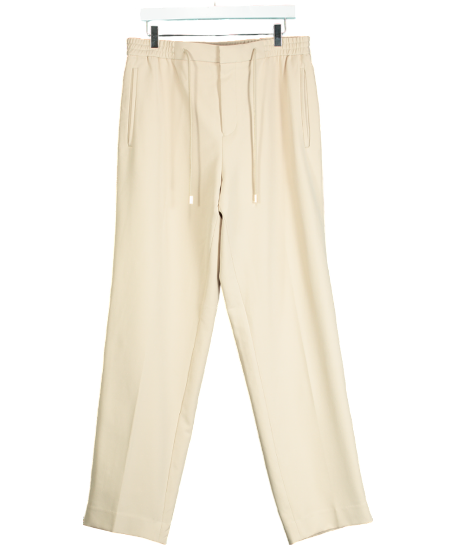 REISS Beige Roy Relaxed Contrast Pipe Detail Trousers W32