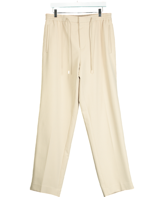 REISS Beige Roy Relaxed Contrast Pipe Detail Trousers W32