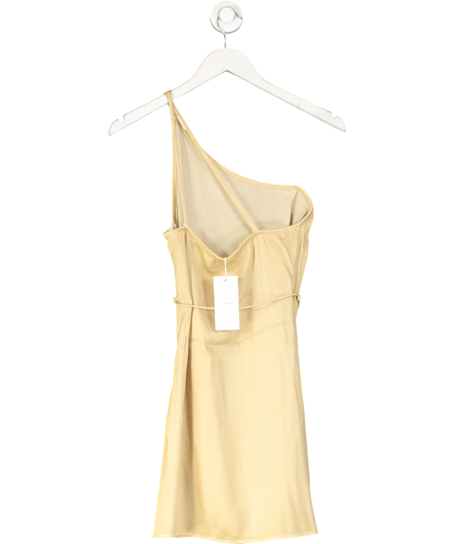 alohas Beige Gilda Satin Cupro Mini Dress UK XS